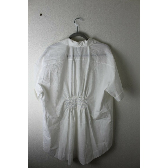 Lulu's White Button Up Down Dress Lined Size Medium Pockets - Picture 6 of 7